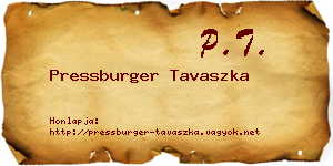 Pressburger Tavaszka névjegykártya